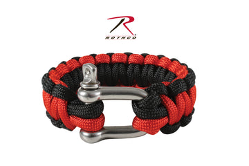 911 Rothco Thin Red Line Paracord Bracelet With D-Shackle