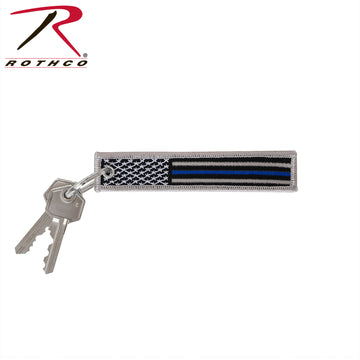 1258 Rothco Thin Blue Line Flag Patch Keychain