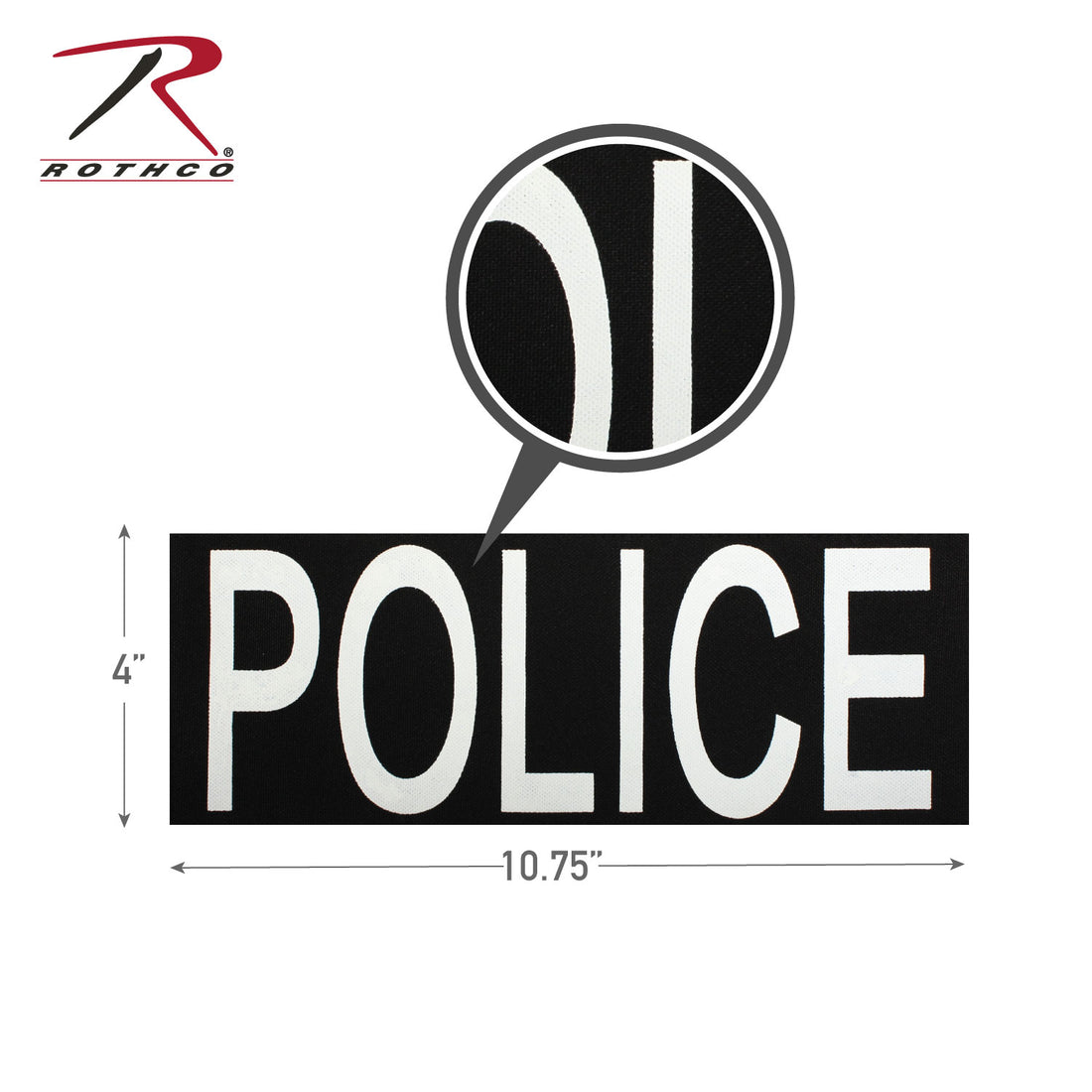 2784 Rothco Police Patch With Hook Back Large