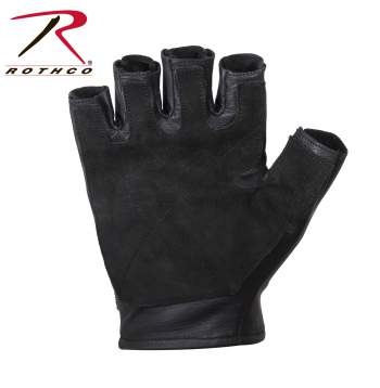 2817 ROTHCO FINGERLESS PADDED TACTICAL  GLOVES - BLACK LEATHER - Target KSA - متجر هدف