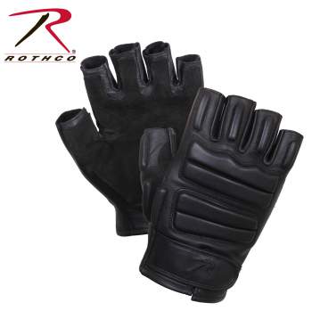 2817 ROTHCO FINGERLESS PADDED TACTICAL  GLOVES - BLACK LEATHER - Target KSA - متجر هدف